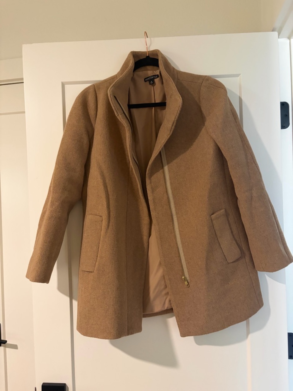 Wool-Blend Women’s Zip Coat - Camel